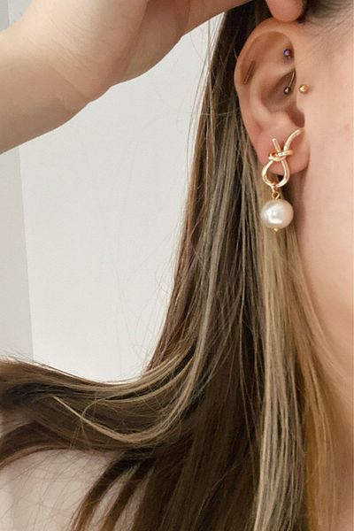 Glaren Knot Design Gold Color Women's Earrings