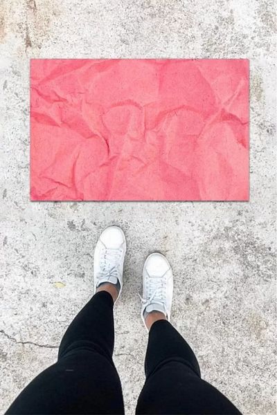 Mu Art Ahşap Digital Printing Pink Wrinkled Paper Pattern Door Mat K-1067