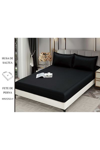 CHIRASO CHIRASO Bed Cover Set, DAMASK, for 180x200 cm mattress and 2 Pillowcases 52x80cm, black