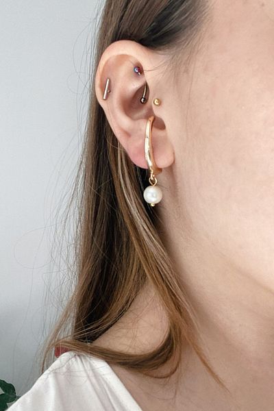 Glaren Pearl Dangle Gold Color Women's Earrings