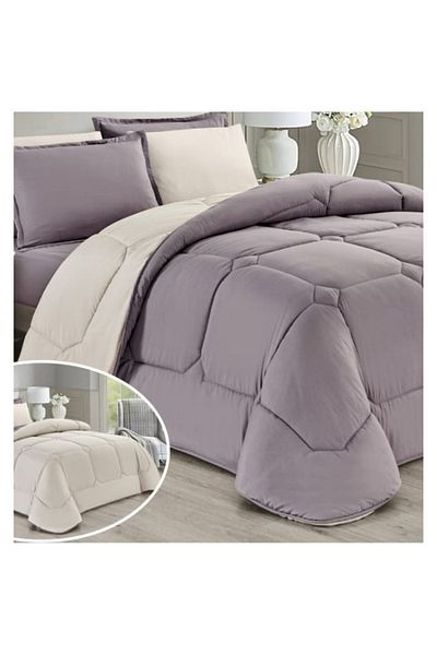 smart home Luxury summer bedspread, double-sided system, 6 pieces, double size (250 x 230 cm), 320 stitches, microfiber