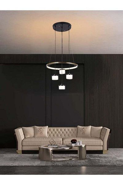 Moonlight Lighting Modern LED Acrylic Chandelier 6163 – 4 Pendant Lamps, 3 Lighting Modes, 29W, 90CM Adjustable Lengt