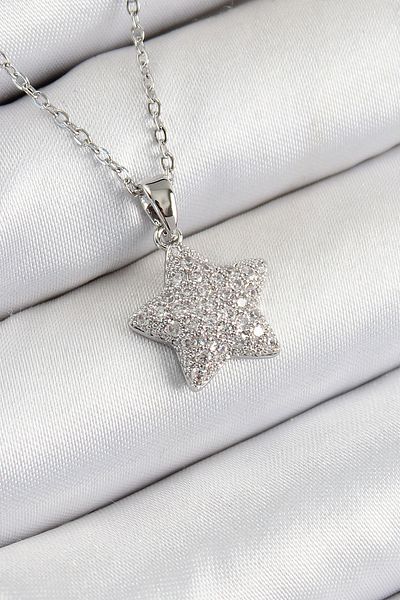 SeyCey.co 316L Steel Zircon Stone Star Model Silver Color Women's Necklace
