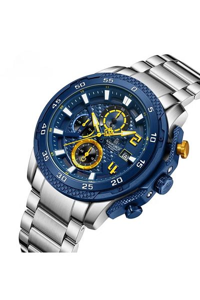 Naviforce Men's Chronograph Sports Watch – Stainless Steel Strap, Multi-Function Display, Water Resistant