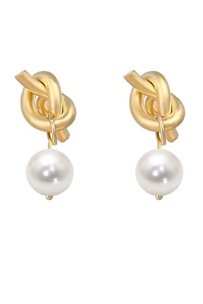 Glaren Pearl Dangle Knot Women's Earrings