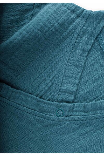 Cigit Organic Double Breasted Muslin Jumpsuit 0-9 Months Turquoise