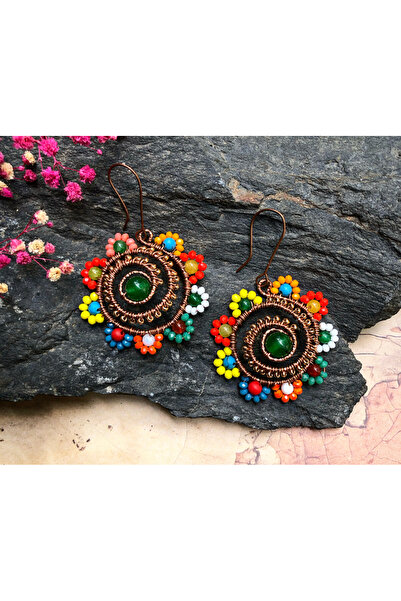 MODA El Yapımı Bakır Tel Sarma Küpe