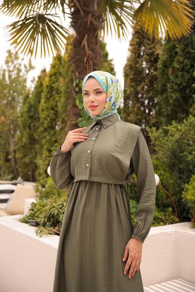 modayaselam Strawberry Fabric Vest Hijab Dress