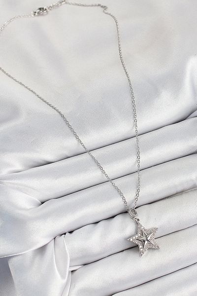 Clariss 316L Steel Zircon Stone Star Model Silver Color Women's Necklace