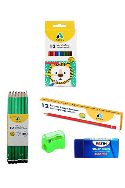 Fatih أقلام رصاص أDEL 12 قطعة + قلم أحمر أDEL 12 قطعة + ألوان جافة أDEL 12 قط...