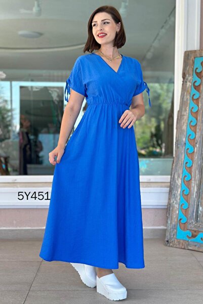 İnce Topuk Рокля с двойно закопчаване и дантелени ръкави 5y451