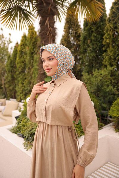 modayaselam Strawberry Fabric Vest Hijab Dress