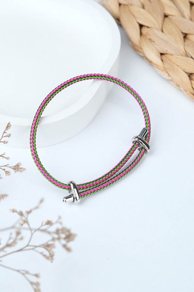 Jack Ferrero Silver Steel / Unisex Colorful String Bracelet (Adjustable)