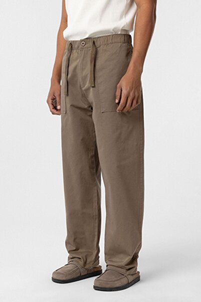 VAMOSCLO Baggy Fit Gabardine Trousers Mink