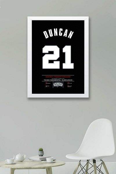 Saturn Tim Duncan Jersey Framed Painting - Nba San Antonio Spurs Jersey