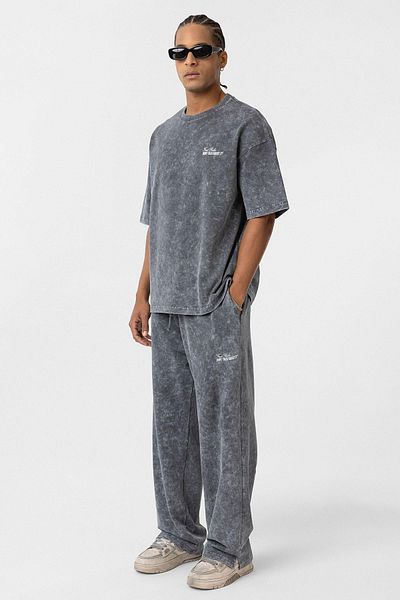 VAMOSCLO Washable Oversize Back Printed Tracksuit Suit Smoked