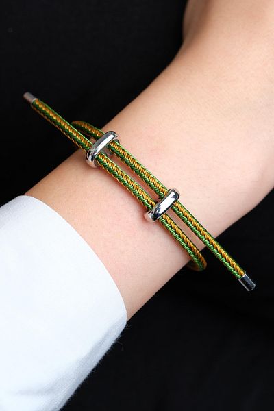 Jack Ferrero Silver Steel / Unisex Colorful String Bracelet (Adjustable)