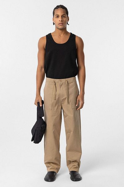 VAMOSCLO Baggy Fit Gabardine Trousers Tan