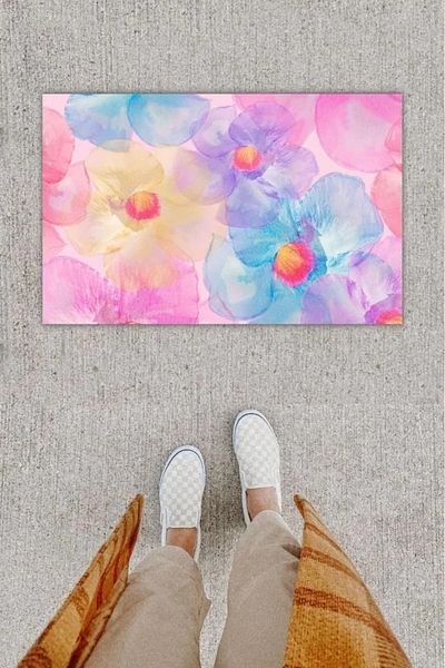 Mu Art Ahşap Digital Printing Decorative Flower Marbled Door Mat K-1261
