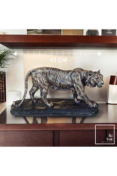 77 Nanedo Dekoratif Kaplan Heykeli, 43 cm Uzunluk Ofis ve Ev İçin Güç Sembolü...