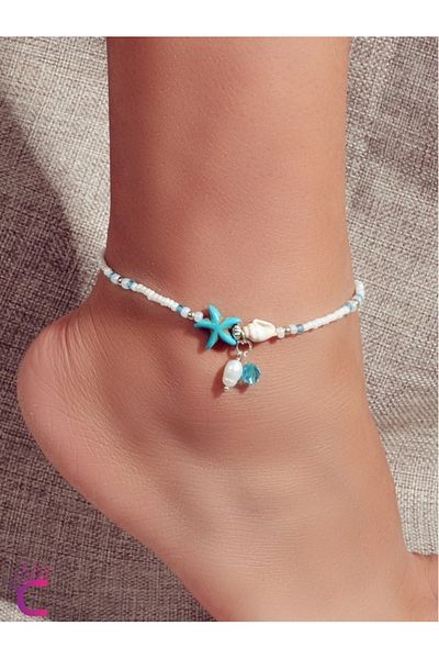 Cinderella Pearl Stone Seashell Adjustable Anklet - Starry Miyuki Beaded Anklet Beach Jewelry