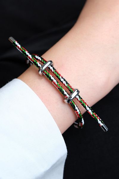 Jack Ferrero Silver Steel / Unisex Colorful String Bracelet (Adjustable)
