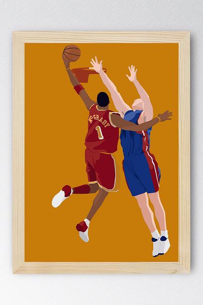 Saturn Tracy McGrady Pictură înrămată - Pictură poster NBA de baschet
