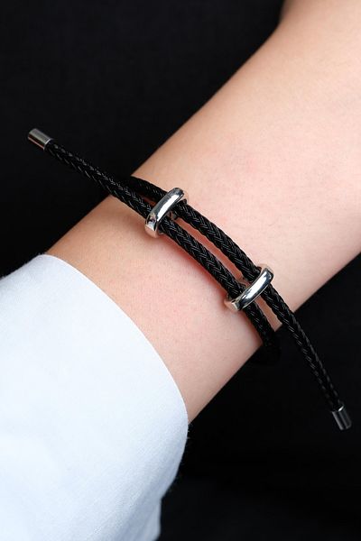 Jack Ferrero Silver Steel / Unisex Colorful String Bracelet (Adjustable)
