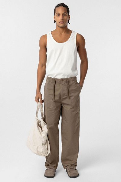 VAMOSCLO Baggy Fit Gabardine Trousers Mink
