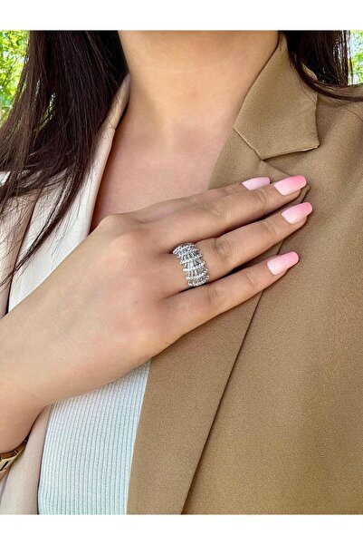 My Life Accessory Trapez Baget Taşlı Beyaz Altın Kaplama Ayarlanabilir Kadın ...