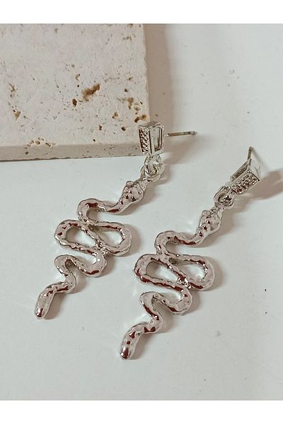 mos&more Silver Dangle Snake Women's Earrings