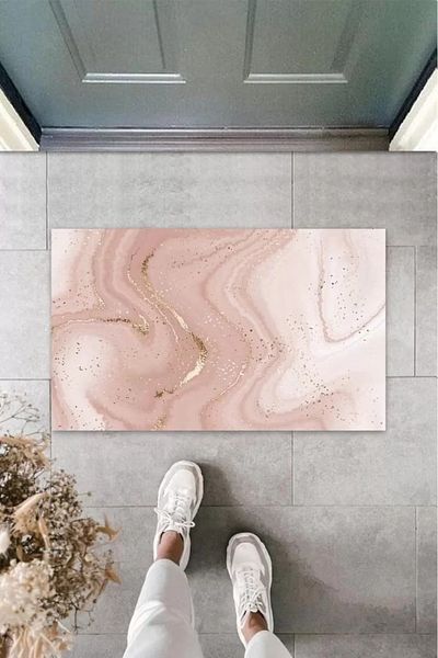 Mu Art Ahşap Digital Modern Wavy Powder Door Mat Outdoor Mat K-3116