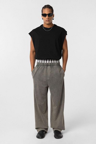 VAMOSCLO Washable Waist Detailed Baggy Tracksuit Bottom Mink