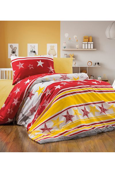 GARDEN ROOM Single Duvet Cover Set with Elastic Sheet Taraftar Galata