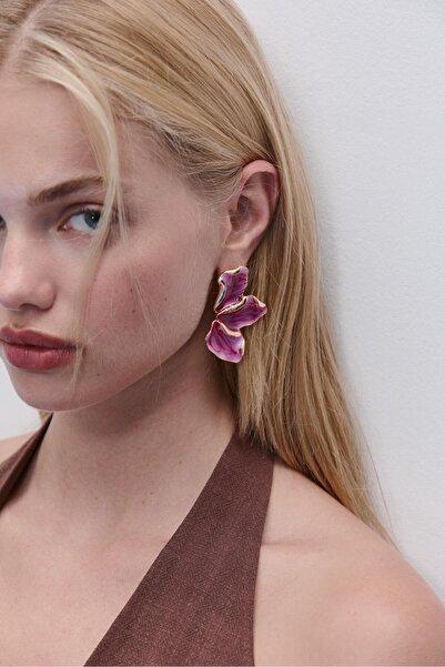 Stradivarius Yelpaze şeklinde enamel küpe