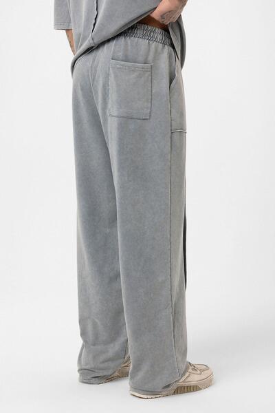 VAMOSCLO Πλενόμενο με τύπωμα oversized Σετ αθλητικής φόρμας ανοιχτό γκρι