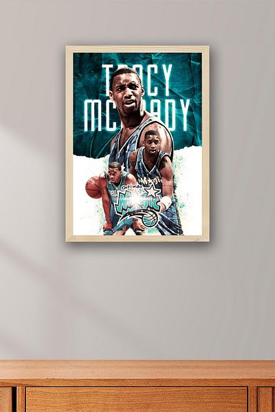 Saturn Tracy Mcgrady Framed Painting - Orlando Magic Nba Poster Painting