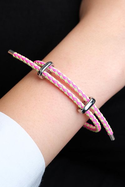Jack Ferrero Silver Steel / Unisex Colorful String Bracelet (Adjustable)