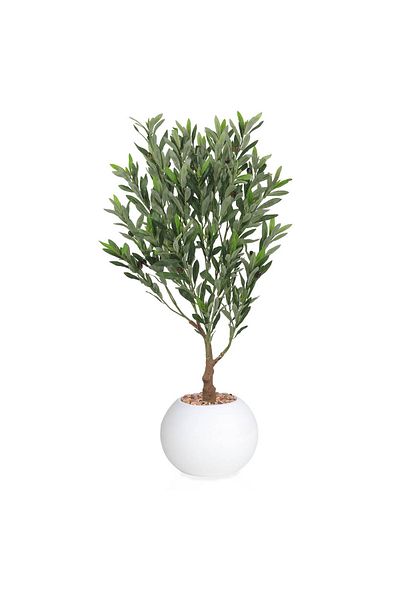 co arma Artificial olive tree imitating natural olives with a plastic stand, 100 cm high