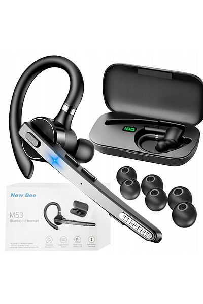 New Bee Wireless Bluetooth Headset, Bluetooth 5.1, Noise Cancelling, With Charging Case, HD Sound