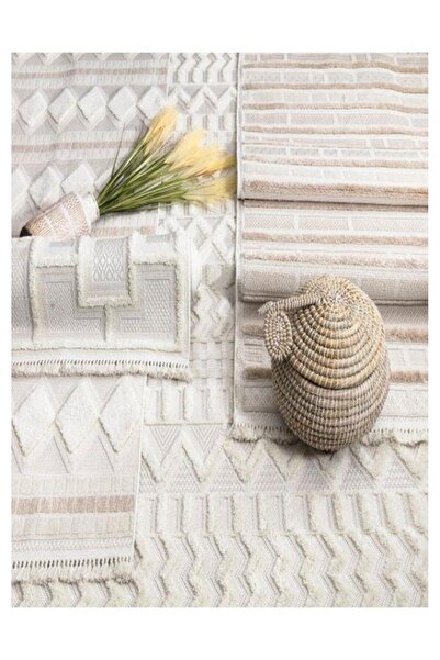 Vivaldi Havana 3005 Krem İskandinav Serisi Salon Oturma Yatak Odası Halısı