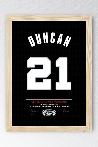 Saturn Tim Duncan Jersey Framed Painting - Nba San Antonio Spurs Jersey