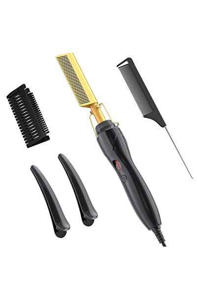 Generic Professional 2 in 1 Hot Heating Straightener Iron Brush Hair Curler Straightening Electric Hot Comb