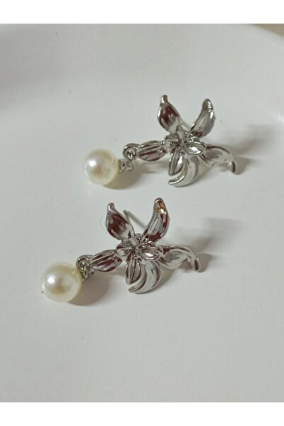 mos&more Silver Pearl Dangle Elegant Women's Earrings