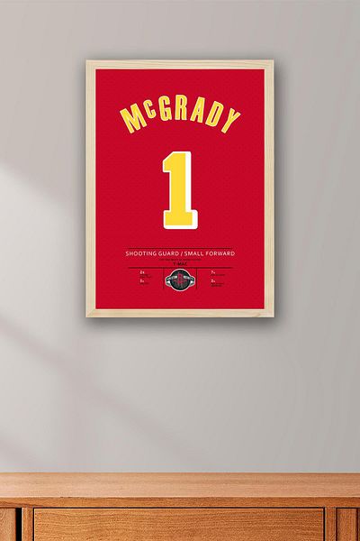 Saturn Tracy Mcgrady Jersey Framed Painting - Houston Rockets Nba