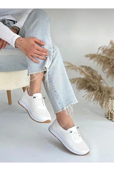 Saks Gardrop Orthopedic Sole Daily Soft Comfortable Women's White Skin Drawstring Laser Ballerina Shoes