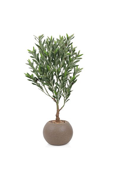 co arma Artificial olive tree imitating natural olives with a plastic stand, 100 cm high