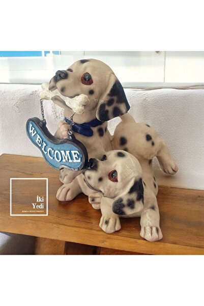 77 Welcome 77-2 Dalmaçyalı Köpekler Karşılama Dekoru Obje Ofis Hediyesi Masa ...