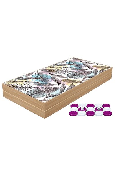 Sera Oyun Aletleri Classic Feather Backgammon (Product Measures (a): 48.0cm X 24.0cm X 6.5cm = 18.9'' X 9.45'' X 2.56'')