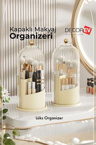 decorev Makeup Cosmetic Sliding Bathroom Organizer Makeup Brush Organizer